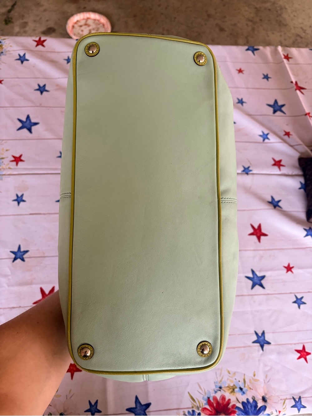 Coach Vintage Kisslock Leather Frame Satchel Bag Mint & Lime Green Y2K - Picture 3 of 11